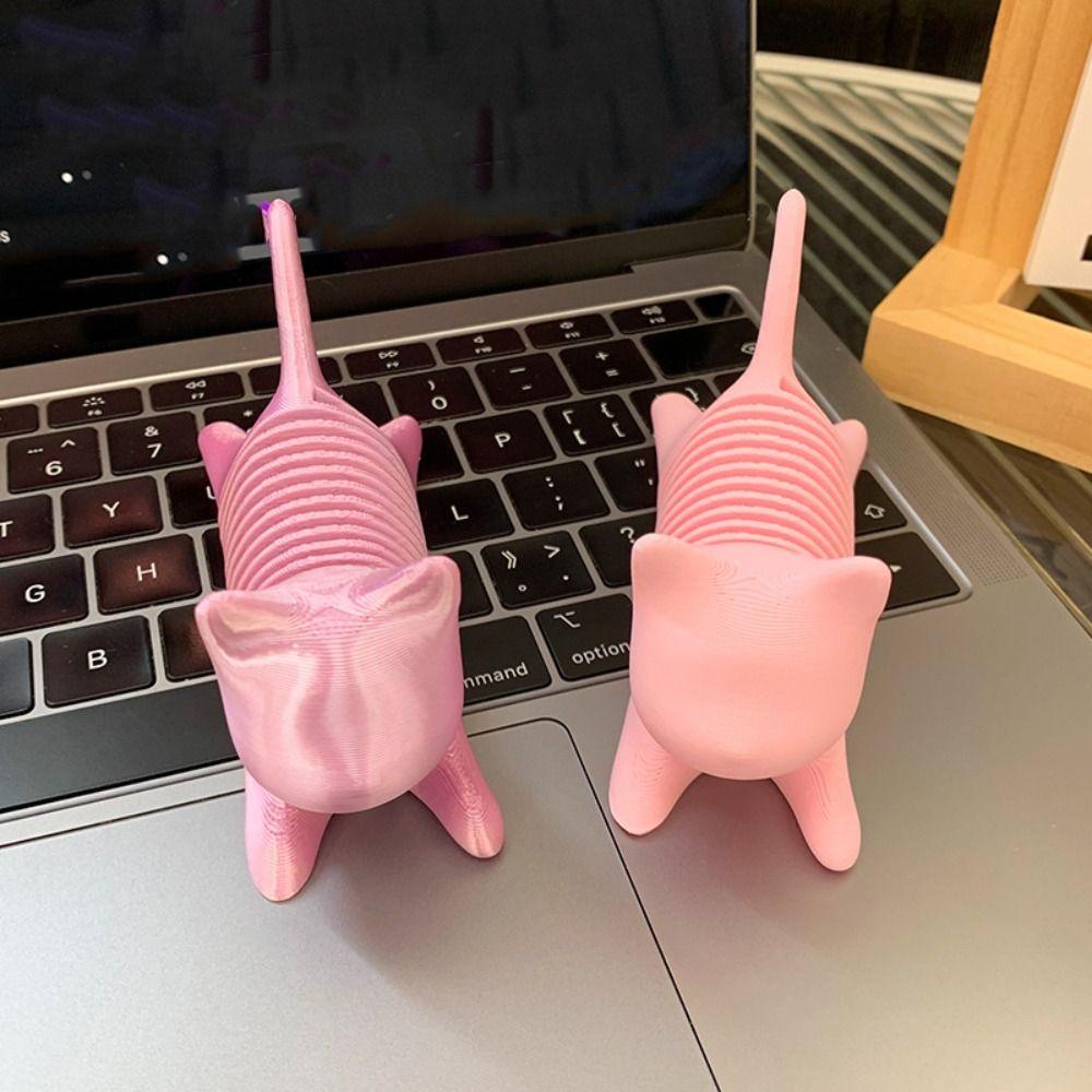 Durable 3D Printing Spring Cat Novelty Spring Cat Model Multicolored Spring Cat  Ornament  Offices