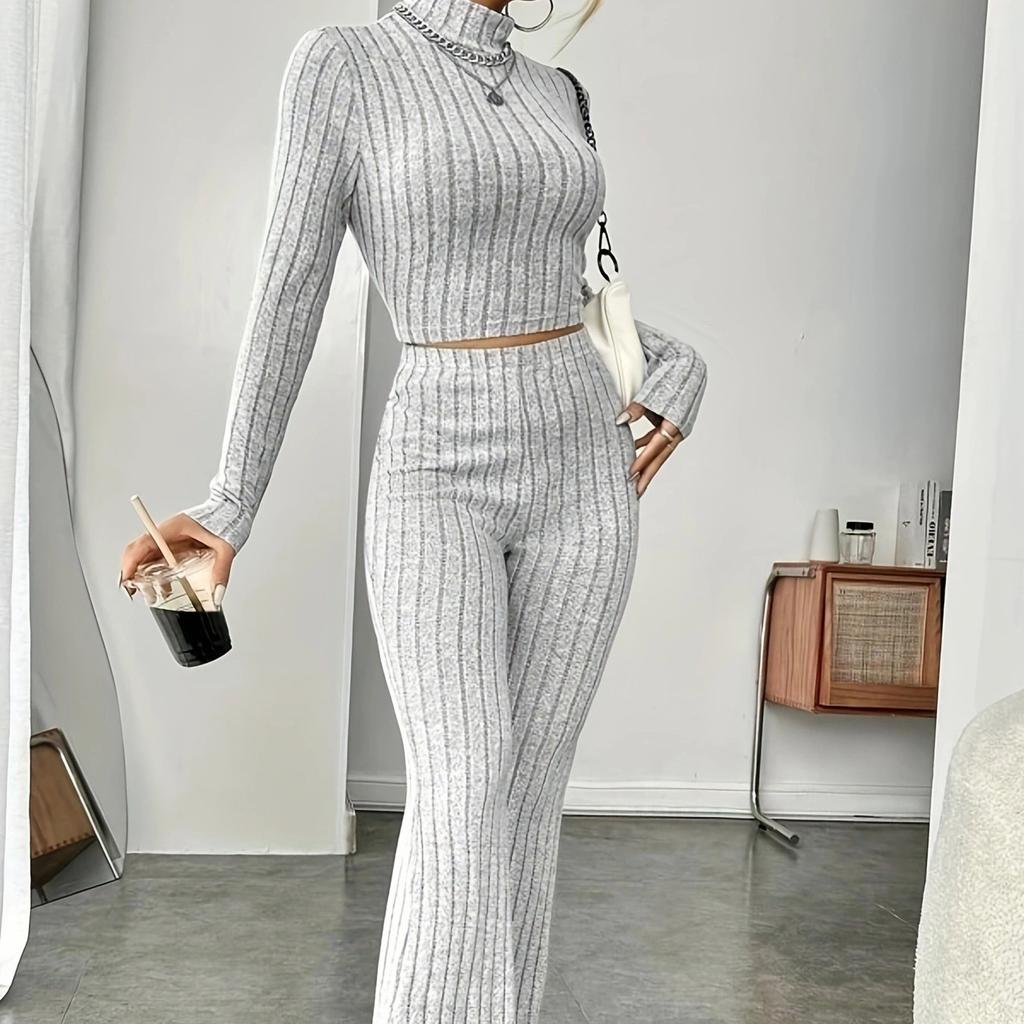 Женский модный однотонный костюм, весенний трикотажный комплект с длинным рукавом, толстовка, свободные брюки, комплект из двух предметов