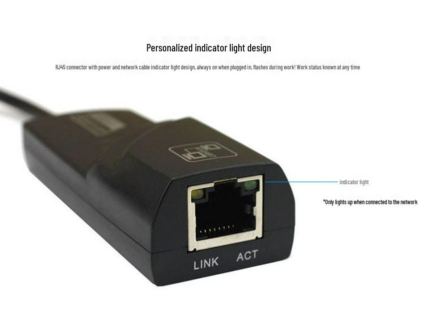 Адаптер USB-C к RJ45 Gigabit Ethernet со светодиодным индикатором