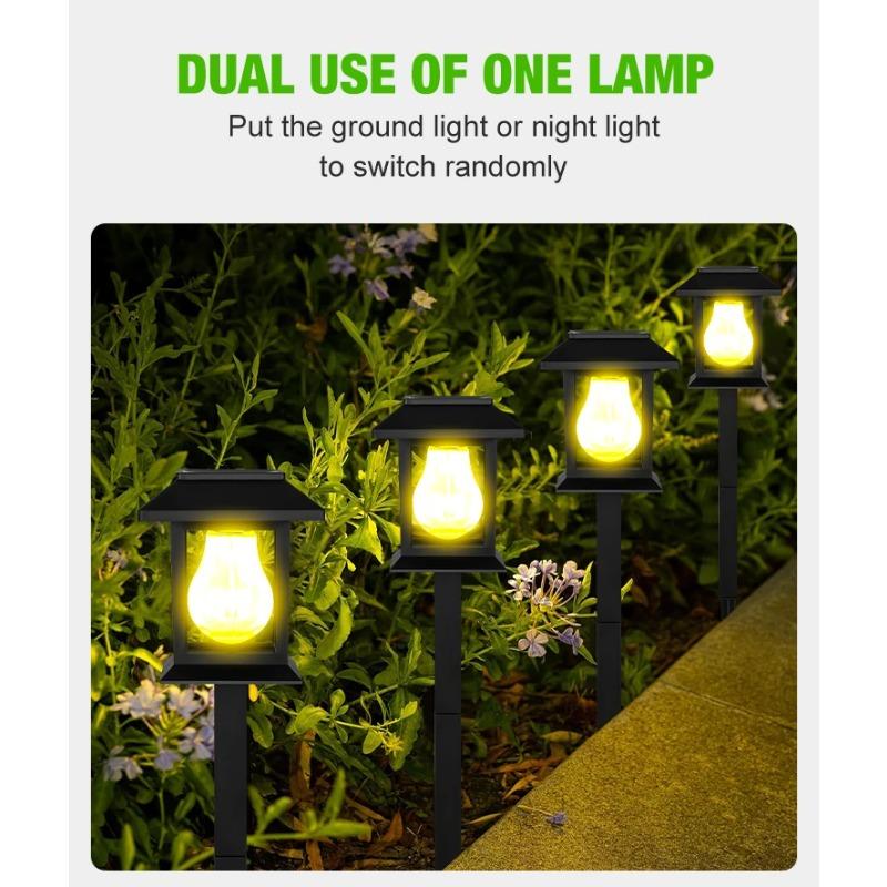 Светодиодные солнечные газонные светильники, уличные водонепроницаемые, теплый свет, садовые декоративные лампы для дорожек, дорожек, дворов, подъездных путей