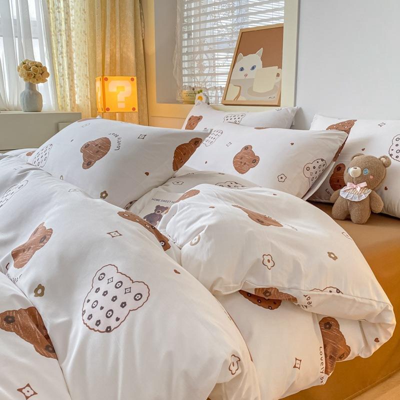 Маленький комплект из четырех предметов из свежевыстиранного хлопка, постельное белье, пододеяльник, комплект из трех предметов для односпальной кровати в общежитии