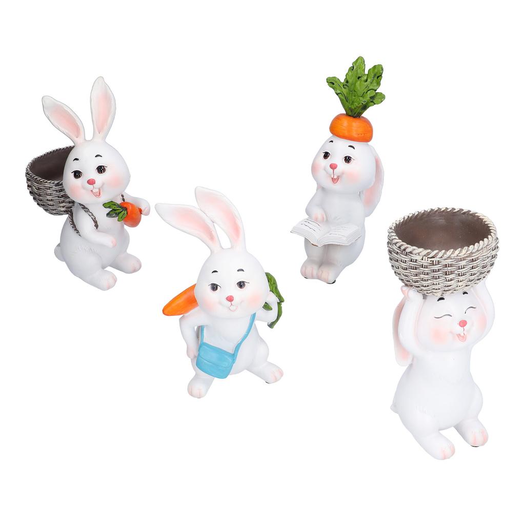 4 шт. Кролик орнамент смоляной настольный расписанный вручную ремесленный скульптура для гостиной сад
