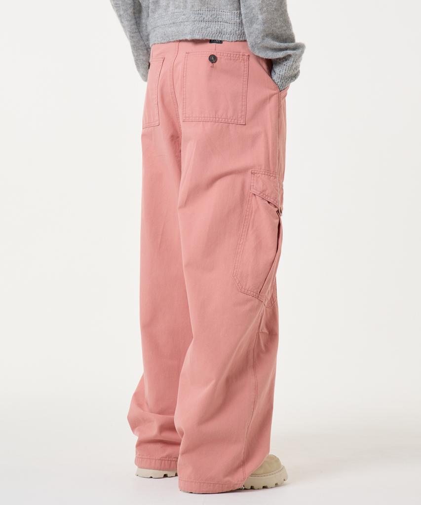 UNKNOWN PLANET Chin Pleated Wide String Cargo Cotton Pants Pink