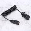 7 Pin Trailer Plug With 98.4in Spring Extension Cable 12V Wiring Adapter Connector Accessory