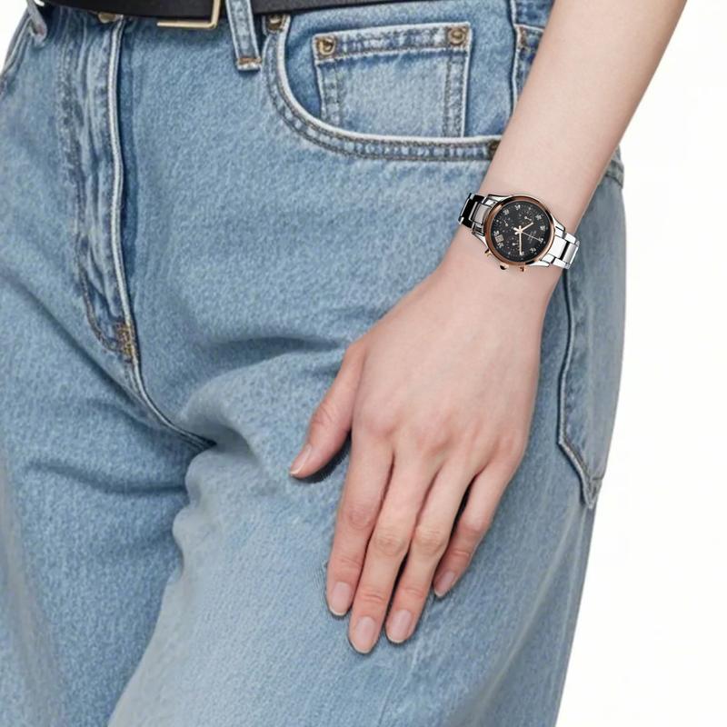 Casio Серия CASIOSHEEN трехглазый водостойкий бриллиантовый кварцевый механизм стальной ремешок японские и корейские часы женские часы черный циферблат SHN-5003P-1A