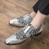 New Leather Men Leopard Print Oxford Shoes Men Dress Shoes Comfortable Man Breathable Mens Nightclub Style Lace Up Casual Shoes