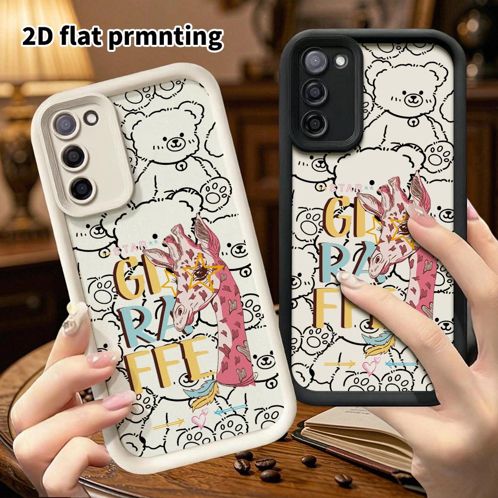 Phone Case: 2D Flat Samsung Galaxy A34 A35 M05 M06 S20 S22 S21 FE Plus 5G Protective Case, Heart Giraffe, Christmas and Halloween Gifts
