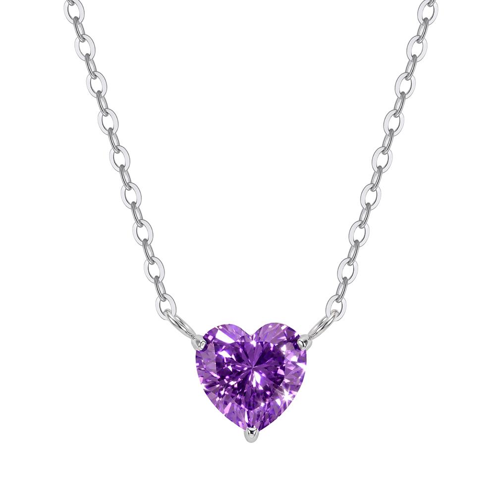 Vibrant Pink Heart AAA Cubic Zirconia Solitaire Pendant Necklace 316 Stainless Steel Adjustable Chain Necklaces