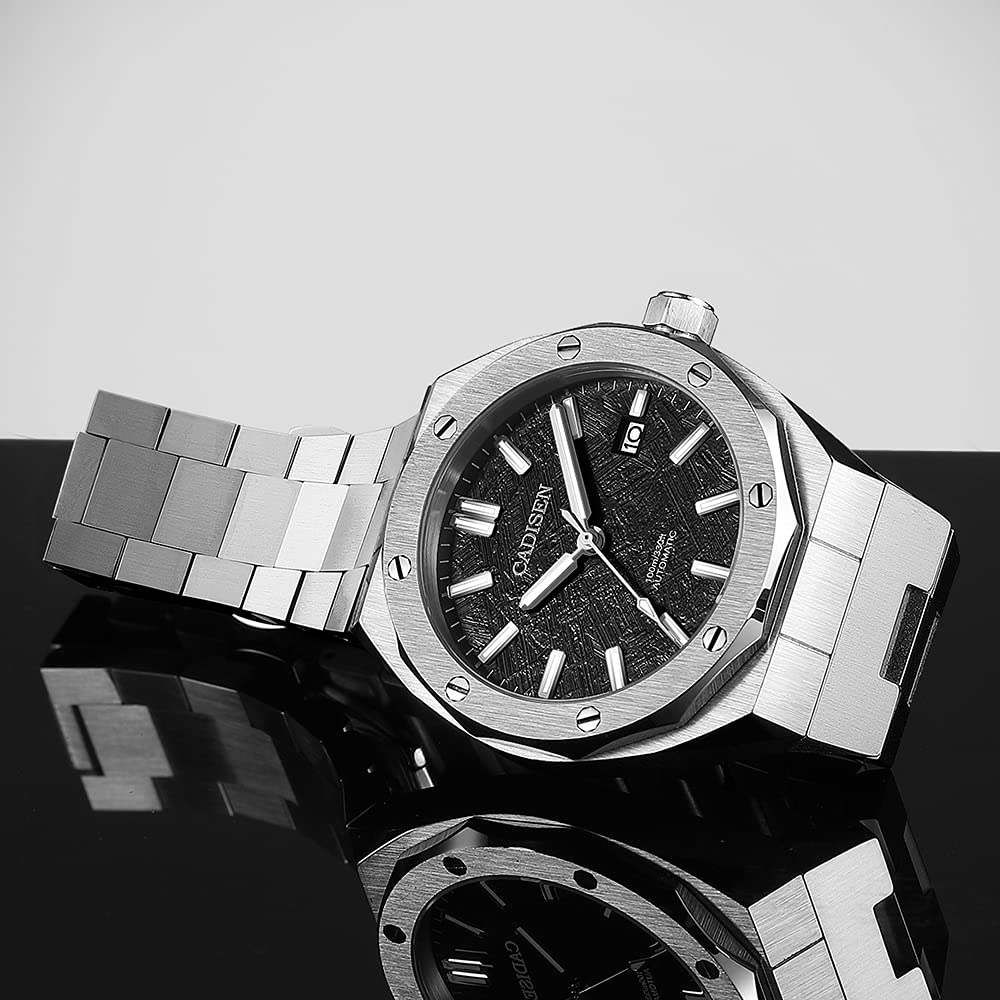 Cadisen Made In MIYOTA8215 Royal German Retro Water Resistant To 10 Mechanical Case Waterproof Hexagon Vintage Luxury Work Dress Stainless Steel