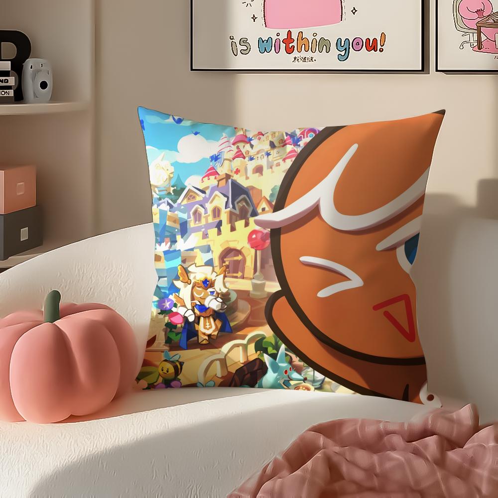 Hot Cute Casual Korean Game CCookie Run Kingdom Cushion Cover Pillowcase Short Plush Invisible zipper Room Sofa Cushion Cover