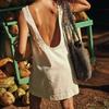 Короткое летнее платье-сарафан с круглым вырезом, глубоким U-образным вырезом на спине, свободное, с разрезами по бокам, дышащее, разноцветное, повседневное, для пляжного отдыха, минималистичное, струящееся, комплект-майка для курорта