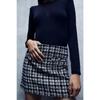 H M Boucl Mini Skirt Black cHeck 1195101001