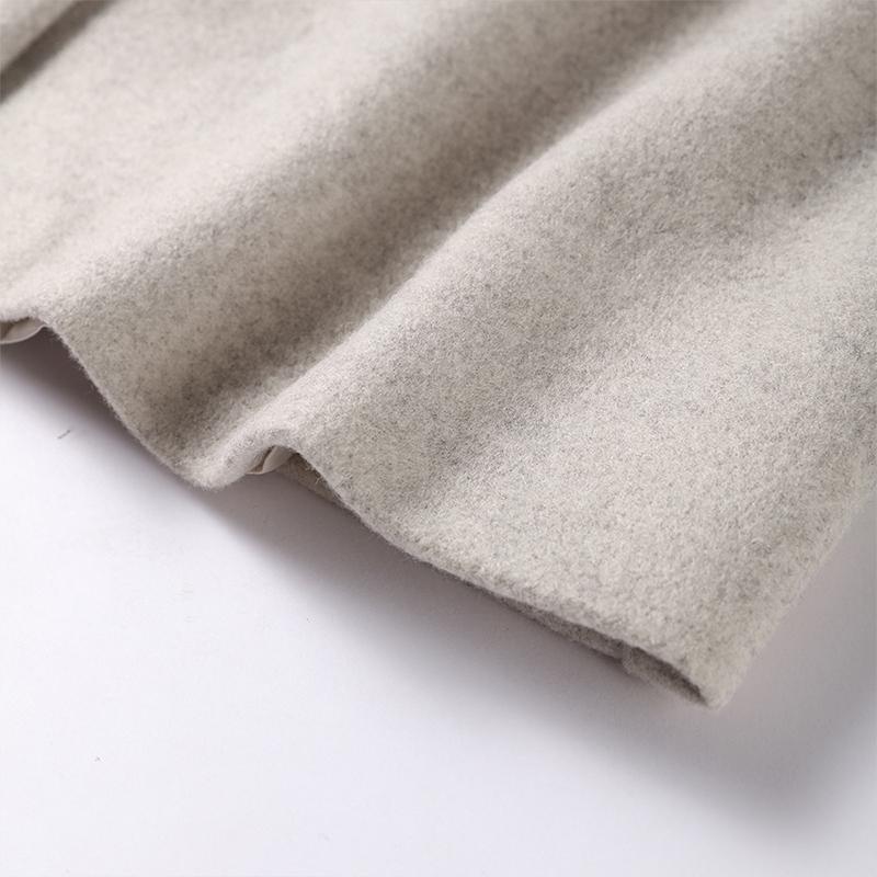 Женская мода шерстяная смесь теплое длинное пальто осень-зима свободный карман двубортный пиджак элегантное пальто с лацканами