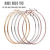 RUI RUI YU 3 Pairs Women Fashion Simple Big Round Circle Earrings Smooth Alloy Earrings (Golden + Silver + Rose