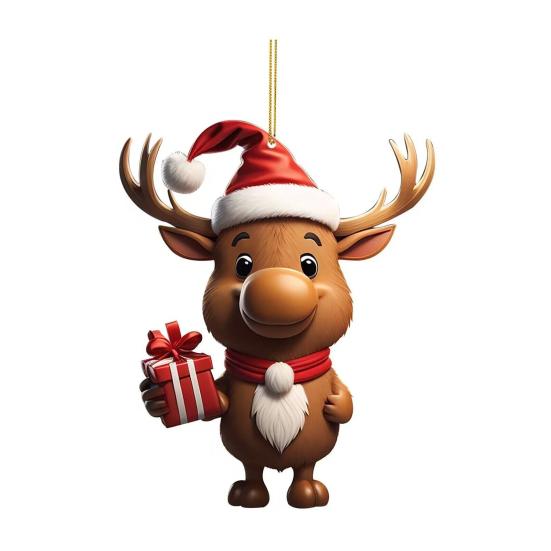 Мультяшный олень рождественский кулон подвесное украшение с шнурком легко повесить очаровательное рождество