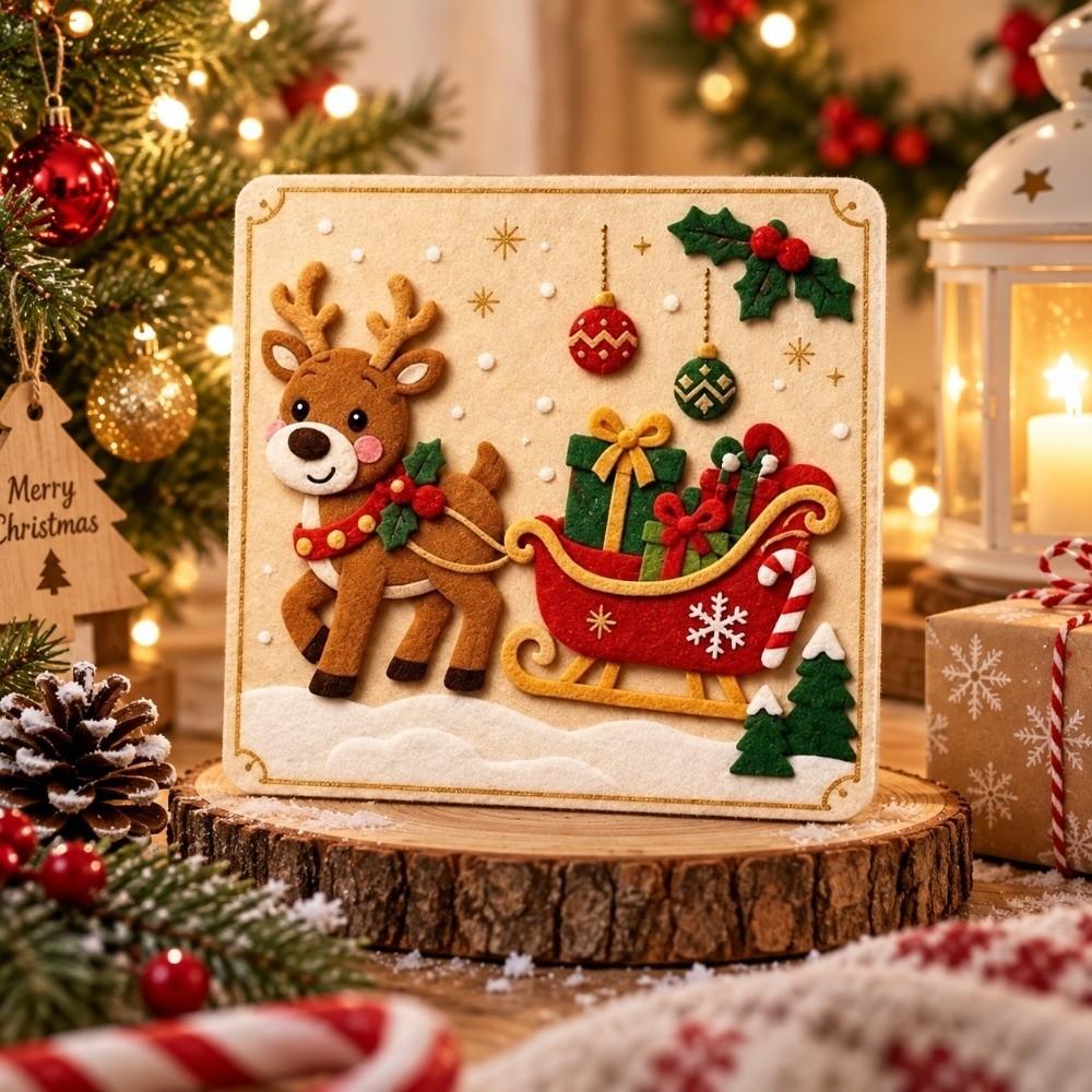 Santa Claus Christmas Wooden Card Ornaments Reindeer Christmas Decorations  Party Gifts