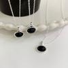 Овальное черное агатовое ожерелье с подвеской в виде бусины на ключицу, цепочка с холодным ветром, сладкое прохладное ветровое ожерелье, цепочка для женщин