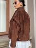 2025 Autumn/Winter European & American Melaude Suede Long Sleeve Pocket Loose Jacket for Women