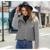 GMXIA Блестящий осенне-зимний женский кардиган на молнии с длинным рукавом, плюшевое лоскутное пальто для женщин