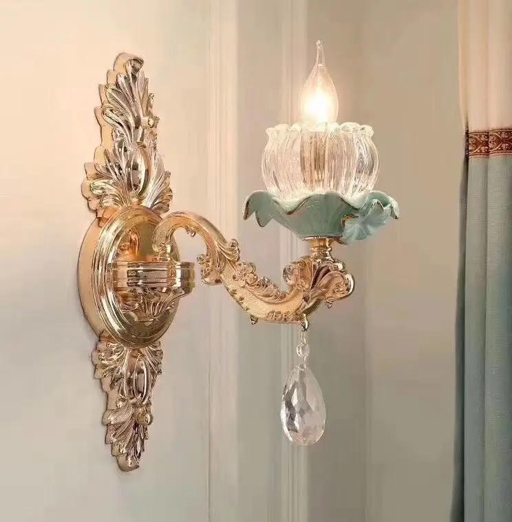 Стеклянные кристаллы для люстр Зеленые керамические люстры Цинковый сплав Золото Освещение гостиной Хрустальные люстры для столовой