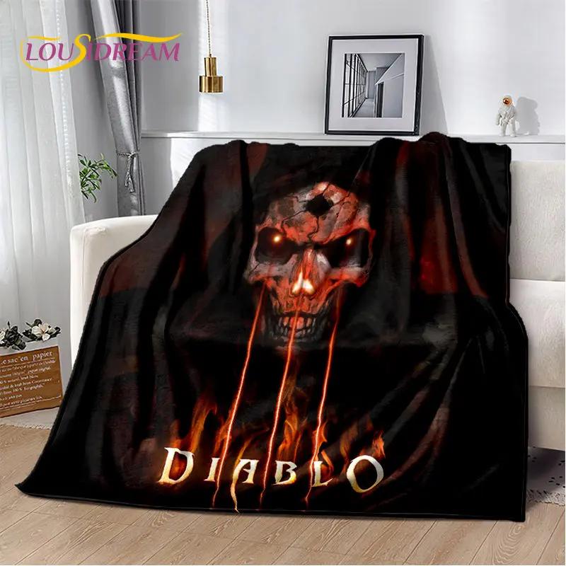 Мягкое плюшевое одеяло с 3D-изображением персонажа игры Diablo Gamer, фланелевое одеяло, покрывало для гостиной, спальни, кровати, дивана, пикника, покрывало для детей