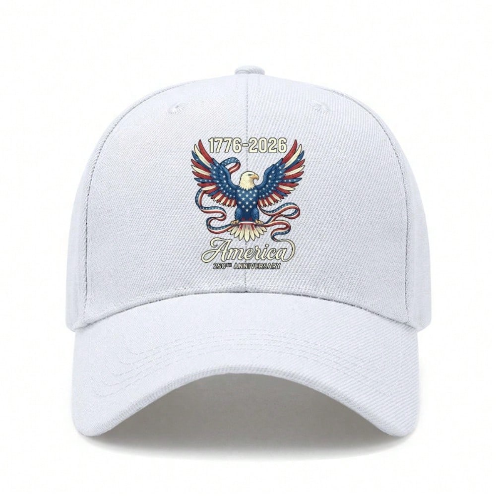 [Patriotic Baseball Cap] 250Th Anniversary Eagle Print Polyester Adjustable Unisex Breathable Lightweight Sun Protection Curved Brim Outdoor Sports