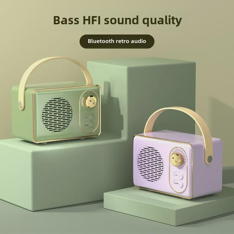 Ретро-динамик Bluetooth с портативным сабвуфером для использования на открытом воздухе – Мини-дизайн с USB и доступом к карте памяти, идеальный аудиоподарок для девушки