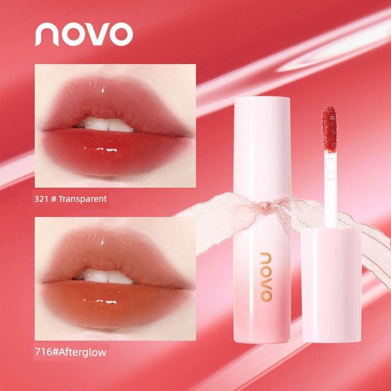 Novo Lip Lacquer Mirror Water Light Pure Desire Glass Lips Do Not Fade No Stain on Cup Lip Gloss Nude Color Series Lipstick Student Cheap