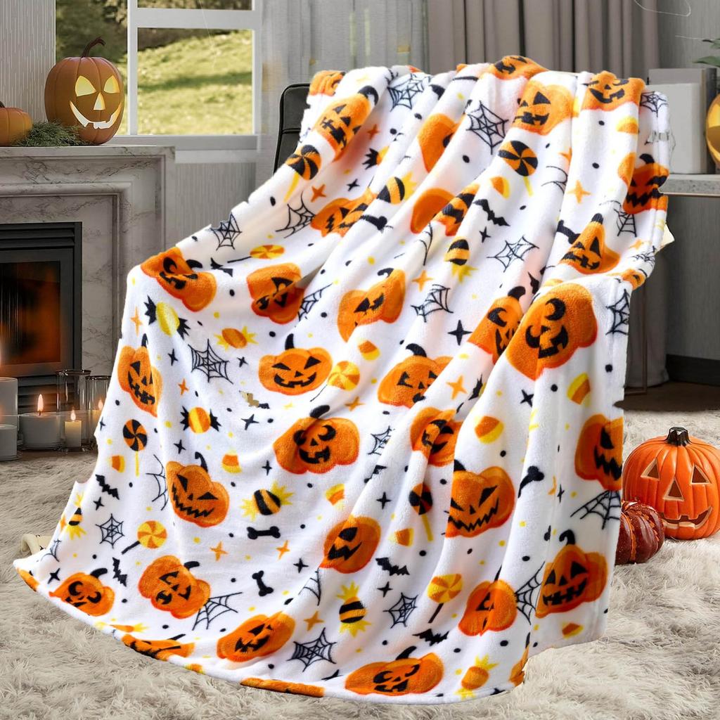 Halloween Throw Blanket Witch Soft Plush Cozy Flannel Halloween Blanket Decoration For Party Sofa Bed Living Room