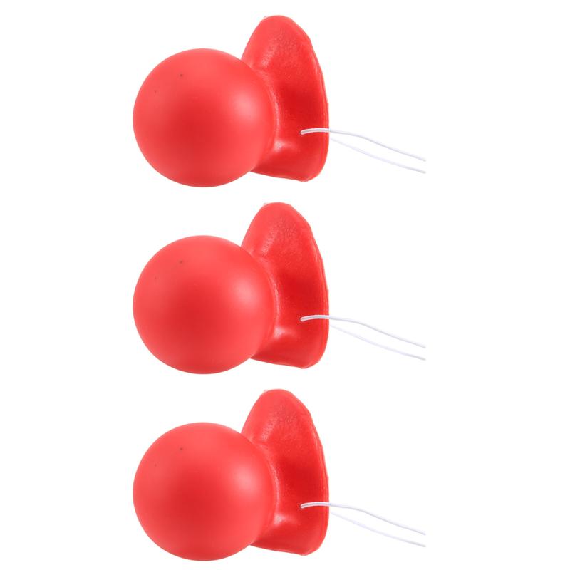 Good-3Pcs Red Clown Nose Honking Squeaking Clown Nose With Elastic Rope For Adults Halloween Cosplay Costume Accessories