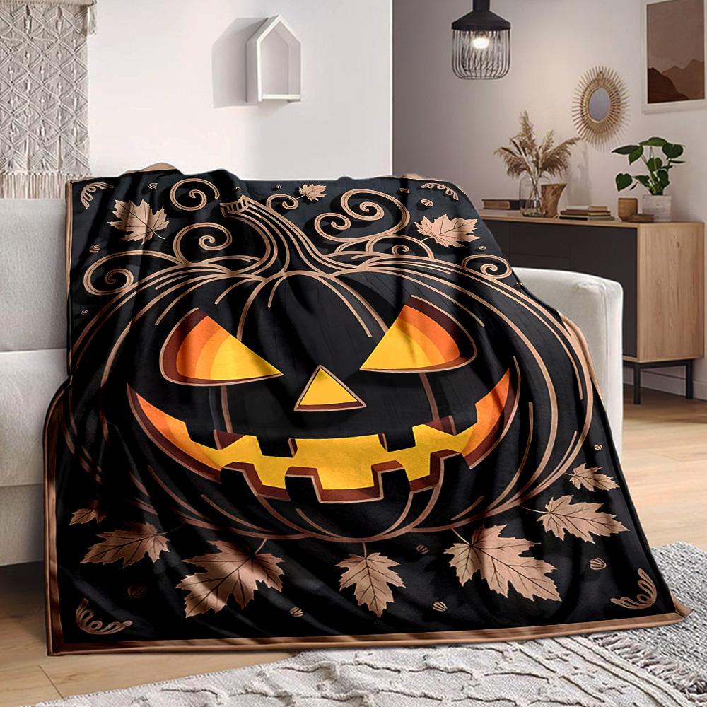 1PC Pumpkin Lantern Blanket, Throw For Sofa, Bed, Travel, Camping, Livingroom, And Bed, Printing Blanket With Soft And Warm Fabric yy250918155