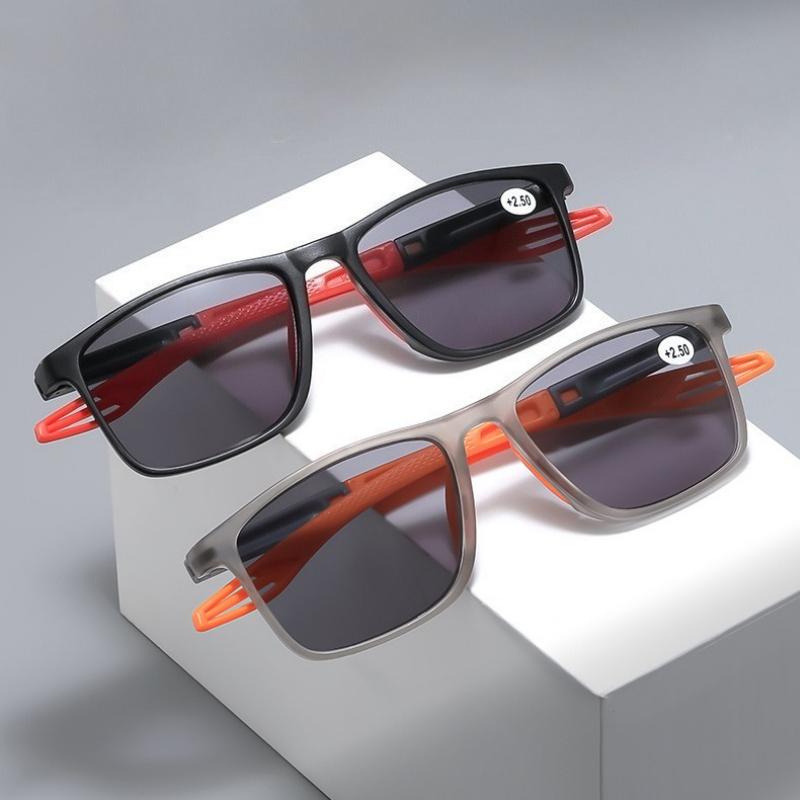 Unisex UV-Protective Presbyopia Glasses Stylish Square-Frame Blue Light Blocking Sun Reading Glasses with Plus Diopters