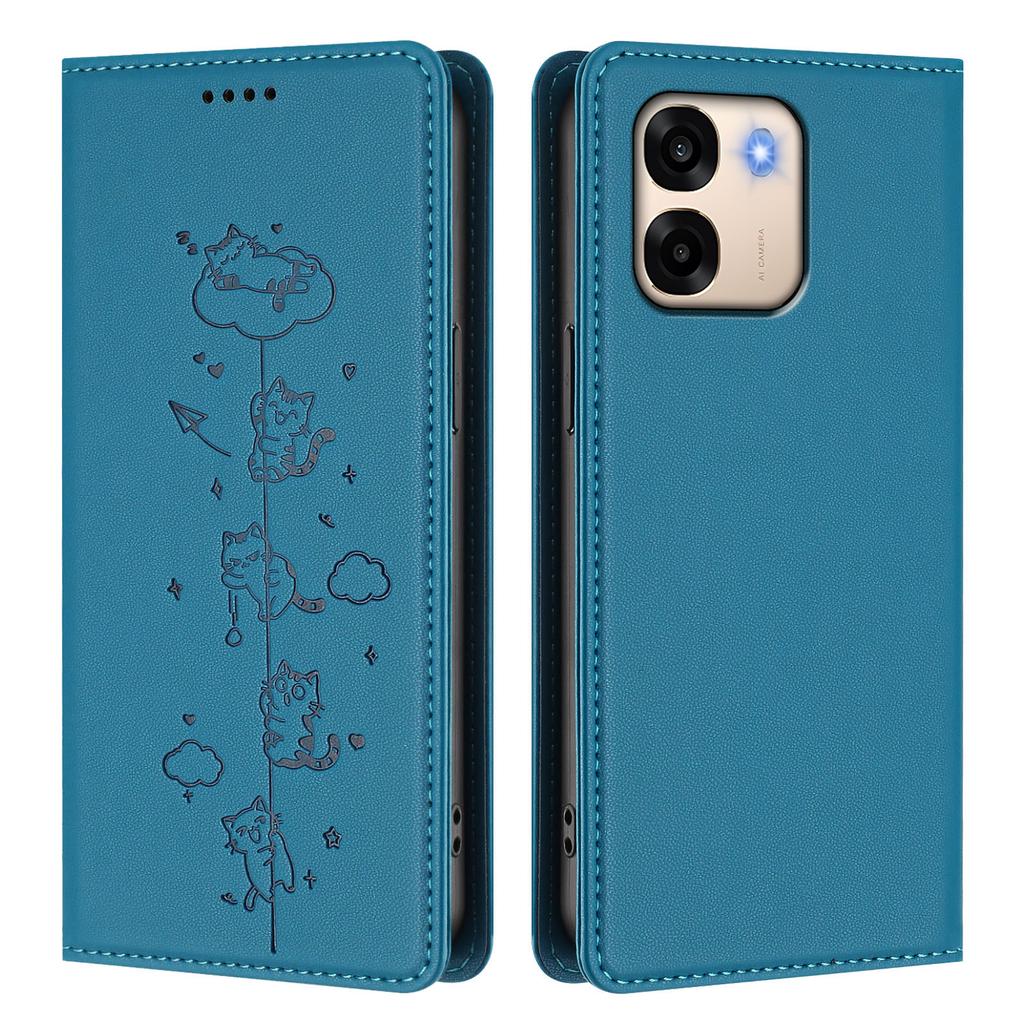 For Oppo A6x 5G/Oppo A6 5G Case RFID Blocking Wallet Stand Imprinted Cat Pattern Leather Phone Cover