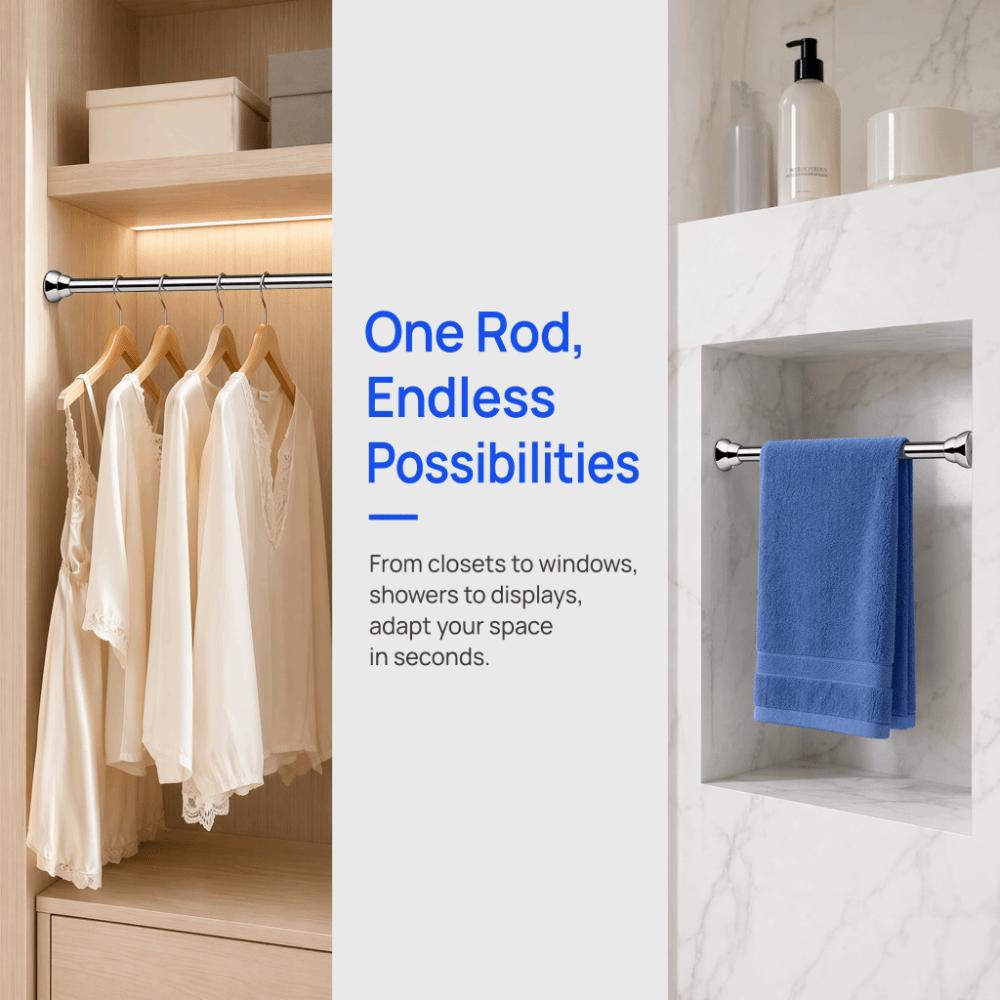 No Drilling Expandable Curtain Rod Shower Curtain Rod  Shower Bathroom Closet Balcony