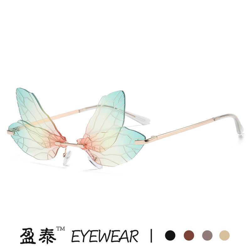 Personalized dragonfly wings sunglasses female prom catwalk exaggerated gradual change color sunglasses cross-border ins Internet celebrity glasses