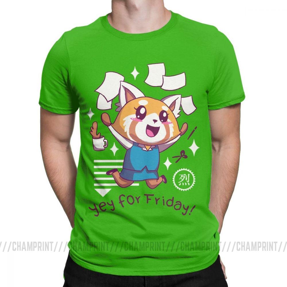 Aggretsuko Tee Shirt Aggressive Retsuko Yey For Friday Happy Weeken T Shirt For Men 100 Cotton