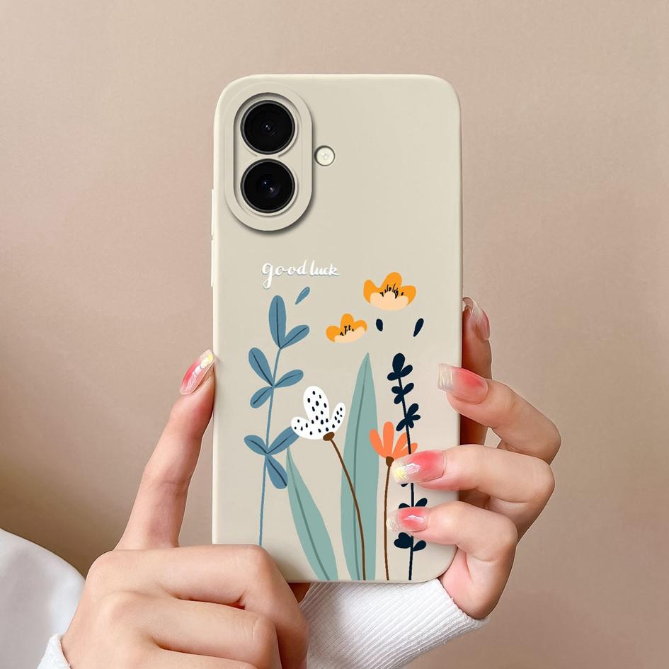 Чехол для Apple iPhone 16 Plus 16pro 16promax с милым авокадо, милыми цветами, мягкий, тонкий, с жидким силиконом, окрашенный, противоскользящий, противоударный корпус для iPhone Capa