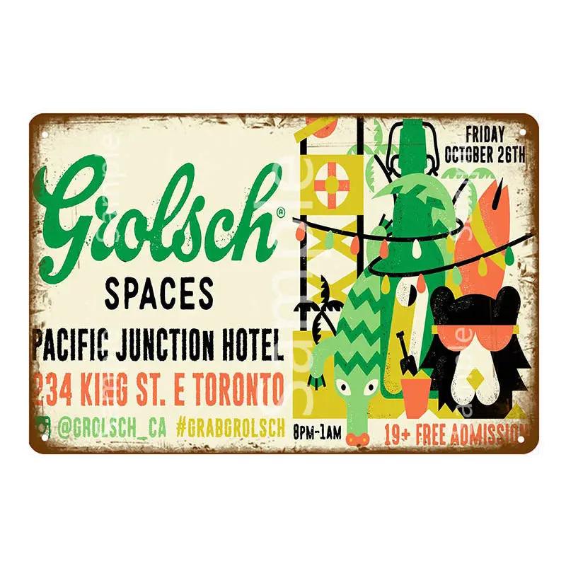 Grolsch Lager Beer Metal Poster Tin Signs Wall Art Painting Decorative Plaque Bar Pub Club Home Decor Art Crafts YK052