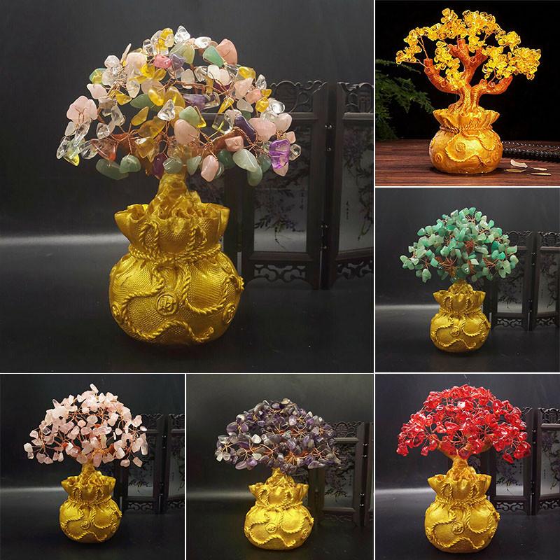 Элегантное Денежное Дерево Фэн-шуй с Желтым Цитрином и Кристаллом Аметиста