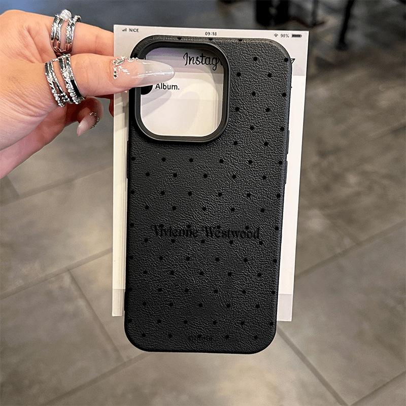 English Polka Dots for Apple 16 Promax Mobile Phone Case 12 Silicone for IPhone 13 Large Hole Anti-fall 11/15/14