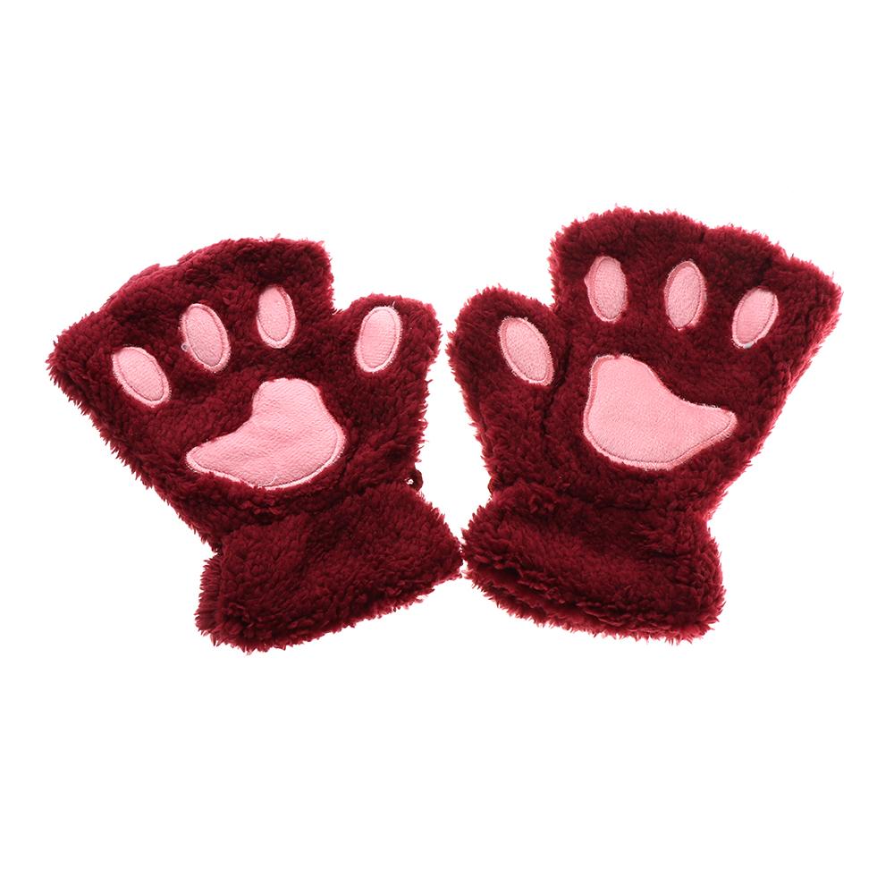 14Colors Girl Lovely Winter Warm Plush Fingerless Gloves Bear Cat Paw