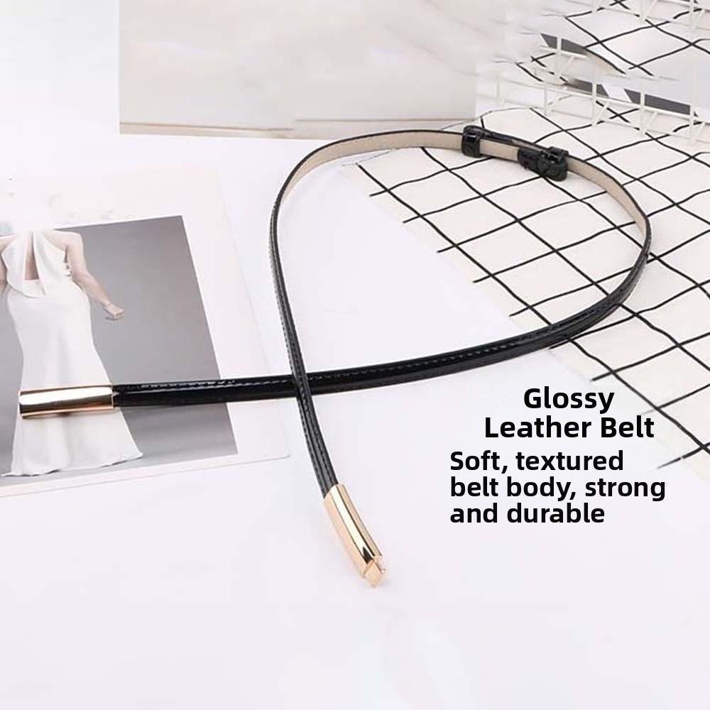 Adjustable Patent Leather Belt Solid Color Durable Thin Buckle Belt Clothes Accessories Versatile Women Waistband Girls