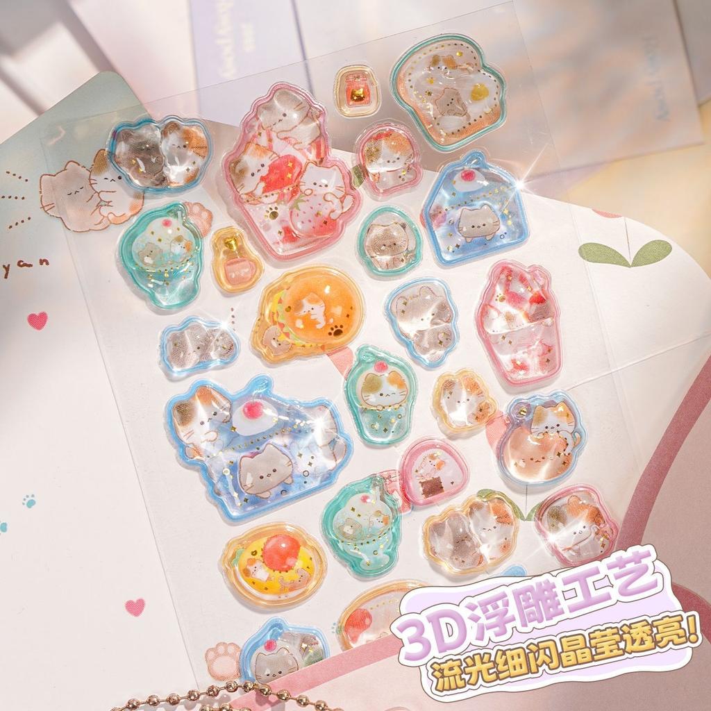 3D Crystal Gem Japanese Cartoon Stickers - Relief Decals Perfect for Kids Girls Reward Gift & Phone Case Kawaii Decor