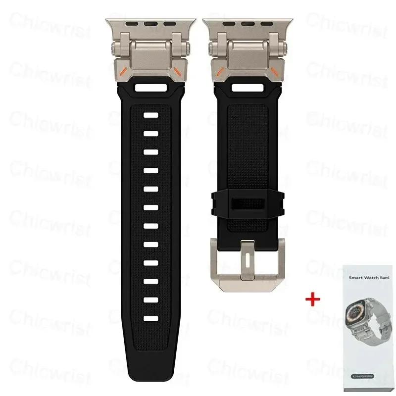 Мягкий ремешок для Apple Watch Ultra 2 49 мм 45 44 42 46 мм Металлический коннектор из нержавеющей стали Браслет из ТПУ iWatch 10 9 8 7 6 SE 5 4