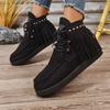 Vintage Women Ankle Boots Retro Outdoor Casual Shoes Fringe Winter Comfortable Luxury Women Shoes Round Toe Snow Boots Ladies