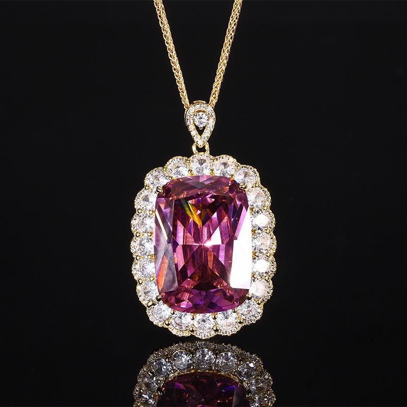 Ювелирные изделия Медное основание Позолоченная Имитация Цветной Сокровище Золотой Подвеска Ожерелье Камень 20 * 28