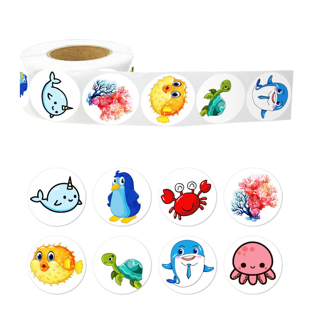 500 Sheets/Roll Underwater Creatures Graffiti Stickers Children Reward Cartoon Stickers