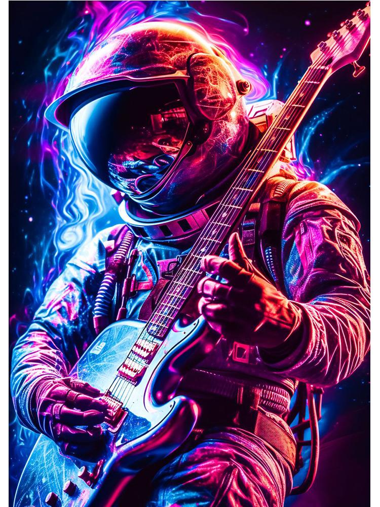 Colorful Space Astronaut Skating Play Guitar Canvas Painting Poster Print Abstract Wall Art For Living Room Home Decor Cuadros