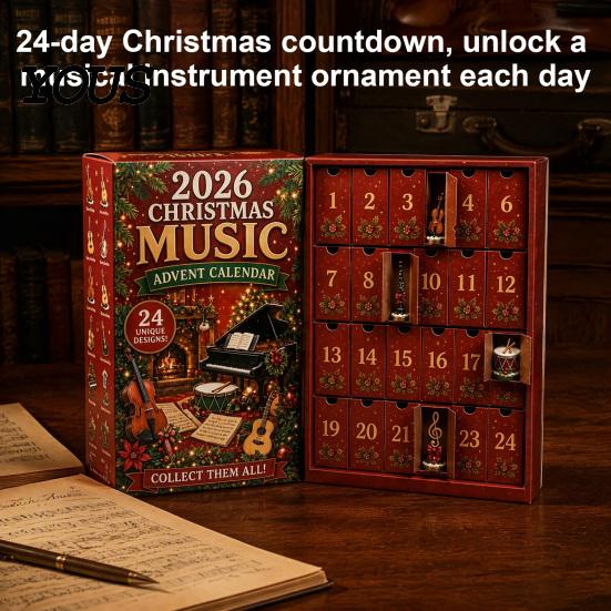 Unique Holiday Souvenir Christmas Music Advent Calendar 2026, 24 Mini Musical Instrument Theme Ornaments Countdown Calendar, Musician Gift for Lovers