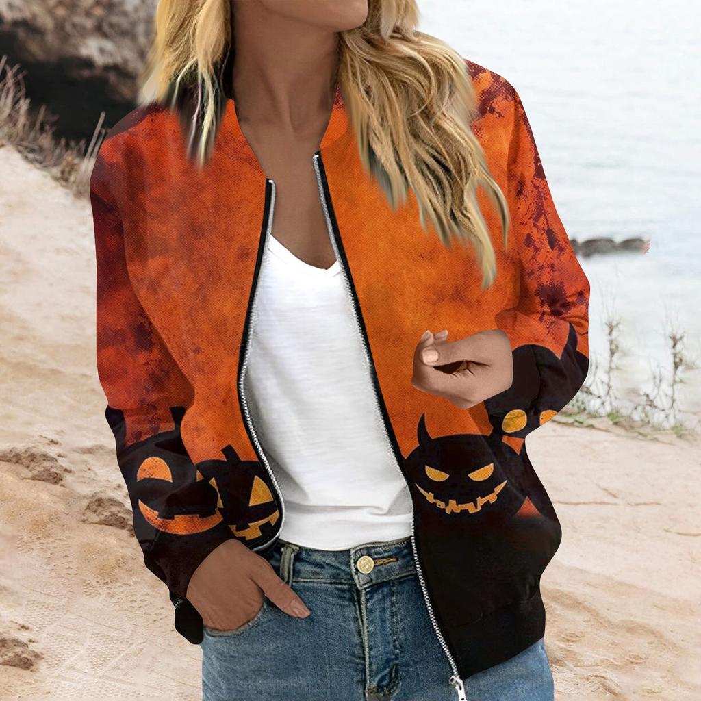 Женская верхняя одежда с длинным рукавом и принтом, повседневные топы на молнии, кардиган, рубашка, тонкая куртка для женщин